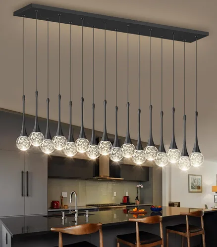 Vista 21 de Lámparas colgantes modernas para isla de cocina, LED, regulable, cristal glamuroso, iluminación colgante de techo para comedor, pasillo, dormitorio