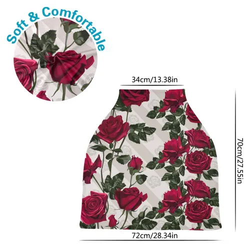 Vista 3 de Funda de lactancia para asiento de automóvil para bebé, toldo para asiento de automóvil (flores de rosa roja)