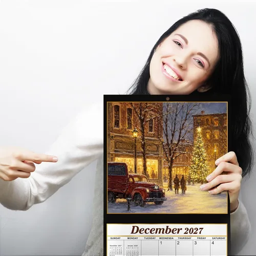 Vista 8 de Calendario 2027 – Calendario de pared 2027, enero de 2027 a diciembre de 2027, 12 x 24 pulgadas (abierto), calendario de 12 meses con fases lunares