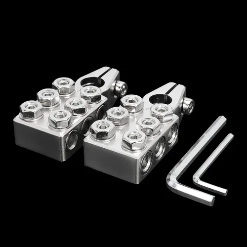 Vista 7 de Conector de terminal de poste de batería 6x1/0 AWG calibre 0 de 12 vías, reemplazo de abrazaderas de terminal de batería para poste superior cónico