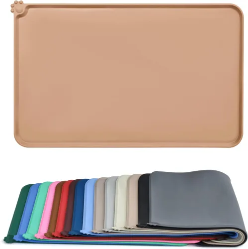 Vista 20 de AUDWUD - Tapete de silicona, impermeable y antideslizante para alimentos de perros y gatos, para tazón de mascotas Marrón Adobe