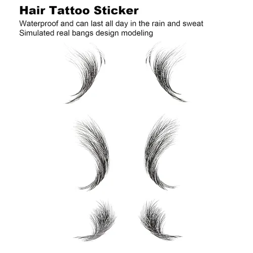 Vista 5 de FILFEEL Pegatinas para bordes de cabello, tatuajes temporales de moda, bordes para cabello, bricolaje de larga duración, calcomanía de línea capilar