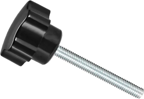 Vista 12 de Perillas de sujeción de estrella, rosca macho M5 x 0.984 in, cabeza de 0.945 in, mango de tornillo de pulgar de plástico, perno roscado, color negro