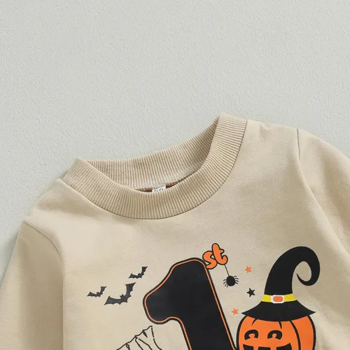 Vista 4 de Dourbesty My First Halloween - Conjunto de ropa de Halloween para bebé, sudadera de calabaza, pantalones, conjunto de ropa de Halloween