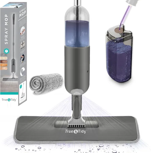 Vista 12 de True & Tidy® 2 piezas de repuesto de almohadilla de fregona de microfibra para rociador SPRAY-250 multisuperficie con botella de agua recargable