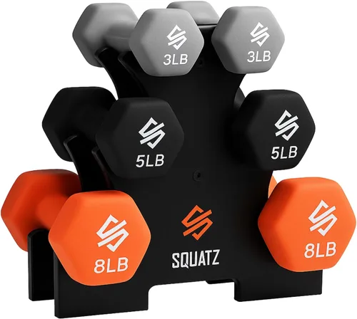 Vista 8 de SQUATZ Dumbbell Weights Set with Stand Negro