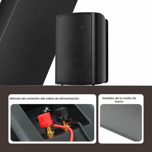 Vista 4 de STUDIOFINIX Altavoces para exteriores de 6.5 pulgadas, impermeables, con cable, 400 W, para montaje en pared, pasivos, uso adecuado para interiores