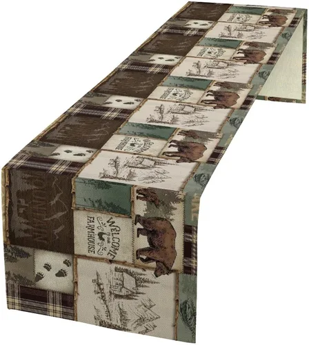 Vista 32 de Camino de mesa con estampado de vaca, camino de mesa estilo occidental con estampado de cuero de vaca en blanco y negro, decoración de mesa