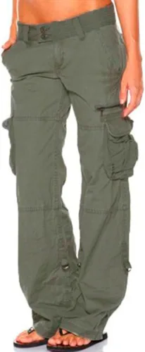 Vista 4 de Pantalones de trabajo vintage para mujer, holgados, para exteriores, holgados, deportivos, casuales, de tiro bajo, estilo occidental, ajuste relajado