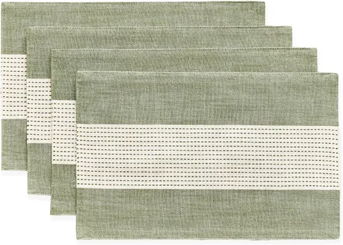 Vista 11 de Wracra Juego de 4 manteles individuales de lino, 12 x 18 pulgadas, manteles individuales de macramé para mesa de cocina y resistentes al calor Aqua