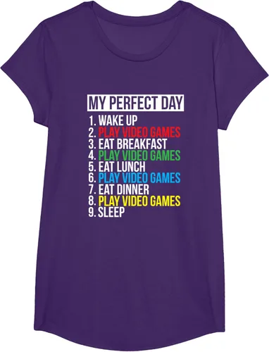 Vista 13 de My Perfect Day" - Camiseta negra de ajuste clásico, cuello redondo, manga corta, poliéster y algodón, Negro