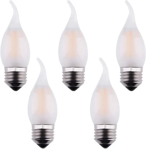 Vista 8 de Bombilla LED para candelabro, base común E26, 2 W regulable, punta de llama de carcasa de vidrio esmerilado, blanco cálido 2700 K, 200 lúmenes