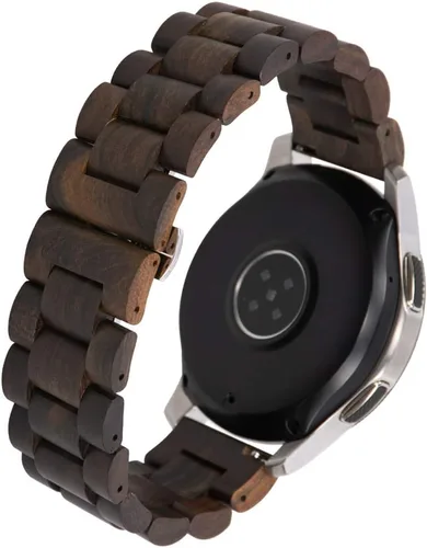 Vista 2 de Correa de reloj de madera de 0.866 in para Samsung Galaxy Watch 3 de 1.772 in, 1.811 in, de madera de acero inoxidable, correa de liberación rápida