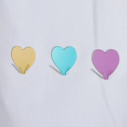 Vista 5 de Gancho de pared autoadhesivo en forma de corazón, gancho para puerta, ganchos decorativos fuertes de acero inoxidable para cocina y baño