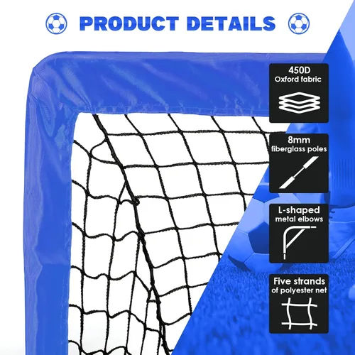 Vista 2 de Simple Deluxe Juego de 2 porterías de fútbol portátiles de 4 x 3 pies, red de fútbol desplegable para juegos de patio trasero y entrenamiento