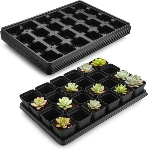Vista 14 de RooTrimmer Paquete de 5 bandejas para macetas de vivero, bandeja de transporte y sujeción para plantas para macetas de inicio de semillas, Negro
