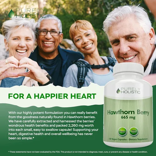 Vista 7 de Purely Holistic Hawthorn Berry 665mg + Extracto de hoja de olivo paquete de 750 mg + 270 cápsulas veganas, fabricado en los Estados Unidos