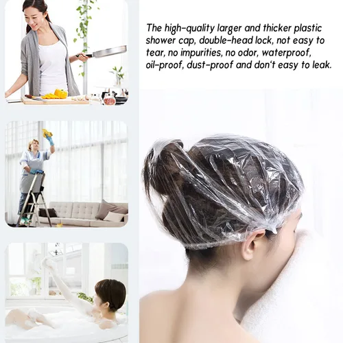 Vista 8 de Gorros de ducha desechables para mujer, transparentes