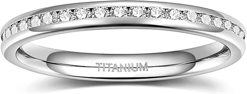 Vista 2 de TIGRADE - Anillo de compromiso de titanio de 5/32 y 15/54 de pulgada (4-6 mm) con circonita cúbica; anillo de bodas talla 3 a 13