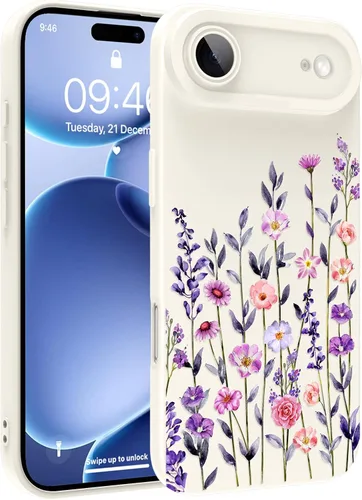 Vista 118 de Magnético para iPhone 13 con protector de pantalla [Compatible con MagSafe] Diseño de patrón floral de flores bonitas, funda delgada a prueba