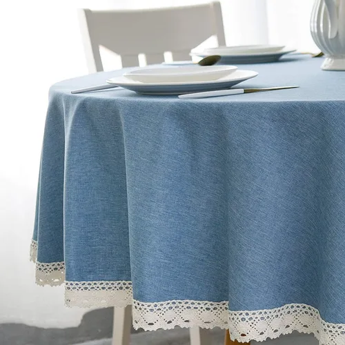 Vista 16 de EHouseHome Mantel de lino sintético con ribete de encaje, impermeable, a prueba de derrames, resistente a las manchas, sin arrugas, a prueba