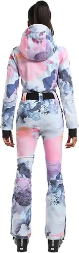 Vista 110 de GSOU SNOW Traje de esquí para mujer, traje de nieve delgado de una pieza, chaqueta de nieve, impermeable, resistente al viento, deportes al aire