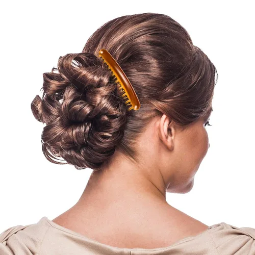 Vista 3 de Gejoy 12 piezas de peines para el cabello, peine lateral francés para las mujeres dientes de plástico Tortuga lado pelo para cabello fino fino