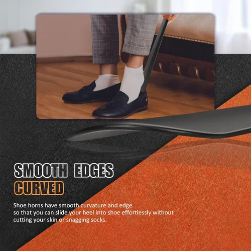 Vista 6 de NINEMAX Calzador de mango largo para personas mayores, metal, 16.5 pulgadas de largo, cuerno de bota con mango de cuero para hombres y mujeres