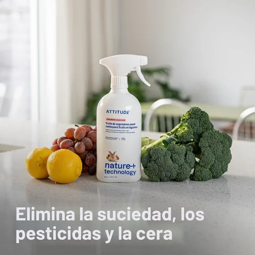 Vista 2 de ATTITUDE Lavado de frutas y verduras, lavado de productos apto para alimentos, elimina la suciedad y los residuos, ingredientes veganos y a base