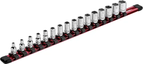 Vista 20 de ARES 70087-Organizador de enchufes de aluminio de 3 piezas, rieles de transmisión de 1/4 pulgadas, 3/8 pulgadas y 1/2 pulgadas con capacidad para 48
