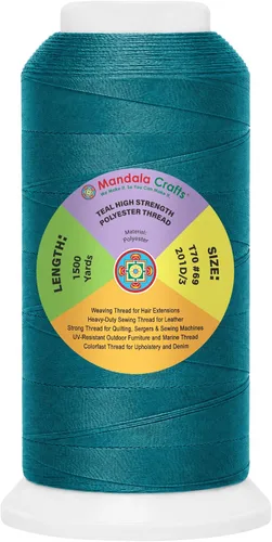 Vista 113 de Mandala Crafts Airforce Blue Tex 70 - Hilo de poliéster para tapicería 1500 Yds T70 UV Resistant Strong Thread for Leather Sewing, Marine