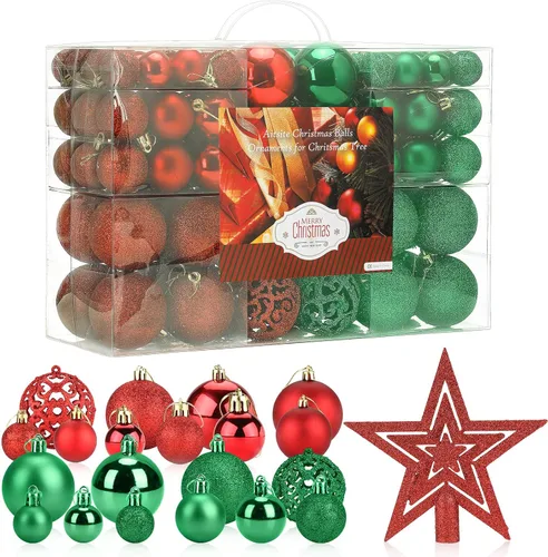 Vista 11 de Aitsite Juego de 100 adornos para árbol de Navidad, miniesferas inastillables para decoración de Navidad (negro)