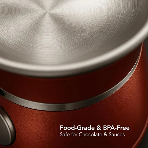 Vista 7 de OVENTE Máquina de fuente de fondue de chocolate de 3 niveles, mini calentador eléctrico de acero inoxidable para fiestas, queso derretido, licores
