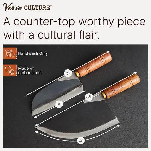 Vista 4 de Verve CULTURE Juego de 2 cuchillos Thai Chef's Moon - Cuchillo de acero al carbono forjado a mano