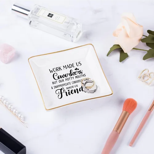 Vista 3 de Piudee Regalos para compañeros de trabajo para mujeres, plato de joyería de trabajo y amigos, regalo de agradecimiento para compañeros de trabajo