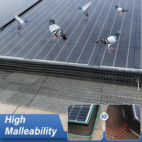 Vista 6 de Protector de Paneles Solares contra Pájaros, Kit de Rollo de Malla Protectora contra Animales de 6 pulgadas x 100 pies para Red de Protección