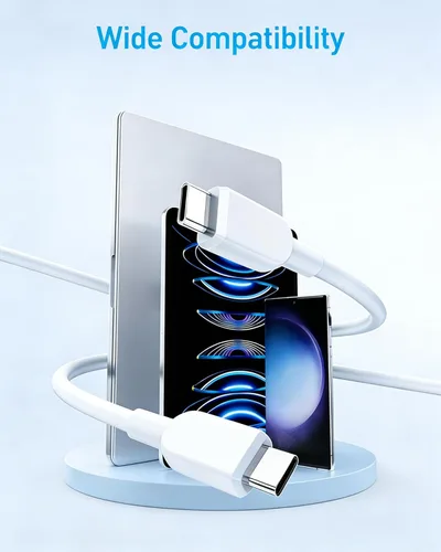 Vista 6 de Cable USB C a C de 240 W, paquete de 2 (6 pies/6 pies), cable de carga rápida USB-C a USB-C, cable de alimentación tipo C compatible con iPhone 17