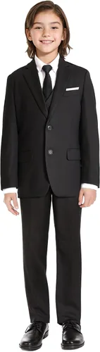 Vista 2 de Marvelous World - Conjunto de traje formal de corte entallado para niños, cintura ajustable