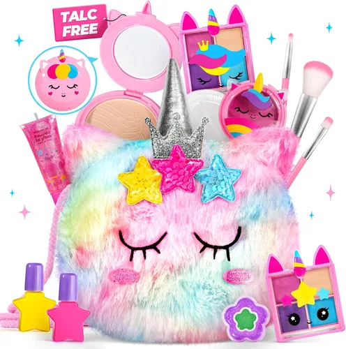 Vista 18 de ULOVEME Umicorn - Kit de maquillaje real para niñas pequeñas, juguete de maquillaje real, no tóxico, lavable, regalo para cumpleaños de niñas de 3