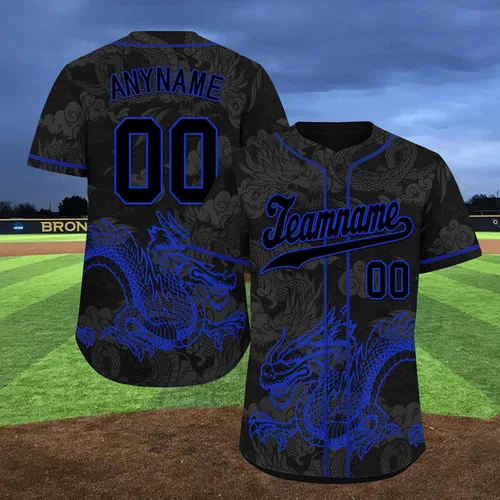 Vista 3 de Camiseta de béisbol de dragón personalizada para hombres y mujeres, camisa de Steetwear de estilo gótico, nombre del equipo y número personalizado