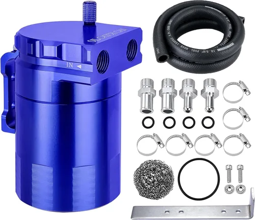 Vista 12 de EVIL ENERGY - Depósito de captura de aceite, kit universal con deflector y manguera de combustible NBR, tanque separador de aceite de aire de Negro