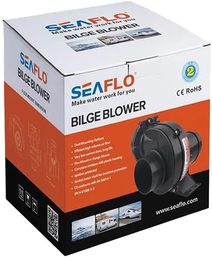 Vista 4 de SEAFLO en línea soplador de aire de sentina 130CFM barco negro ventilación marina 24V