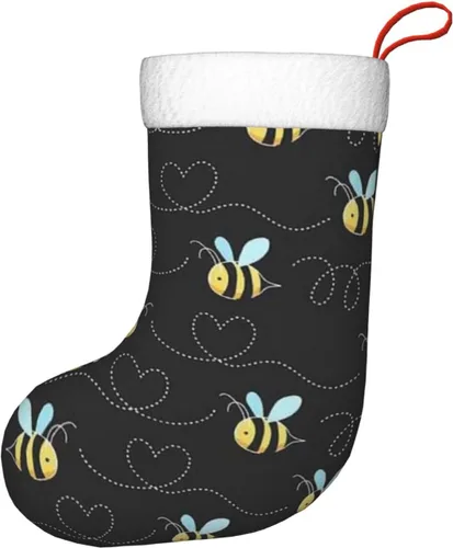 Vista 7 de Calcetines de Navidad con estampado de abejorros para decoración familiar de fiestas de Navidad