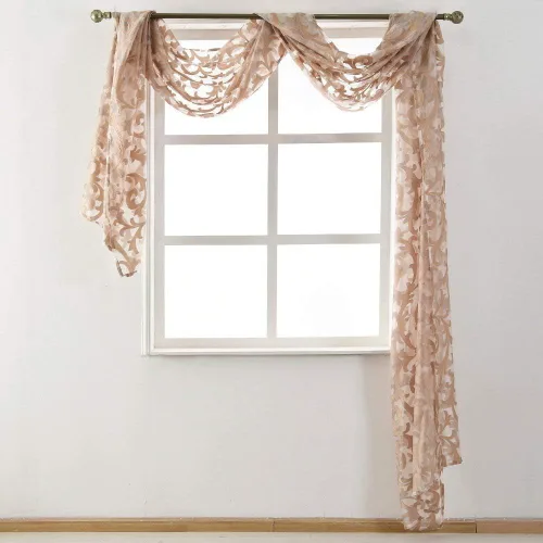 Vista 6 de NAPEARL Cenefa de cortina para ventana color beige, estilo europeo, de jacquard, decorativa, para arco de boda, cortina de cama transparente