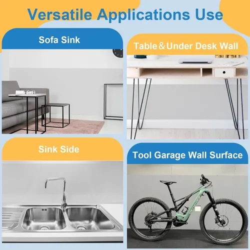 Vista 7 de Juego de 2 películas protectoras electrostáticas de pared con cortador de película, protector de pared transparente extraíble, película protectora