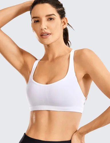 Vista 3 de CRZ YOGA - Sujetadores deportivos con tirantes delgados para mujer, brasier de yoga con relleno, sin varillas, espalda cruzada sexy, lindo