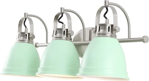 Vista 12 de JONATHAN Y Lámpara LED de tocador de 7 pulgadas, color verde menta/níquel, aplique de pared ajustable para espejo de baño, luz de cocina bohemia