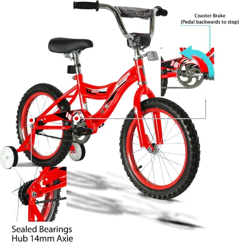 Vista 4 de Tracer Bicicleta infantil para niños y niñas de 3 a 12 años, bicicleta para niños de 16 pulgadas con ruedas de entrenamiento y cesta de 20 pulgadas