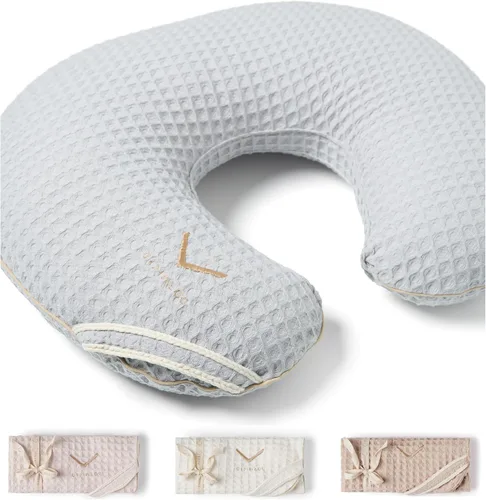 Vista 10 de Funda orgánica para almohada de lactancia • Calidad Premium 100% algodón Oeko-Tex Standard • Funda para lactancia materna y almohada de biberón •