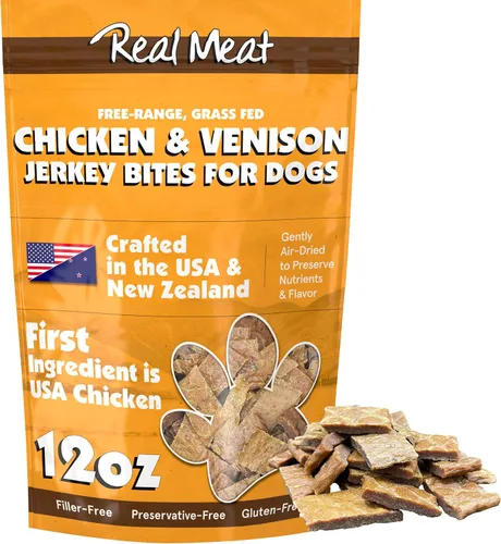 Vista 26 de Golosinas de carne real para perros - Bolsa de 12oz de tiras de carne de res aire-secas para perros de tamaño bocado - Golosinas de carne